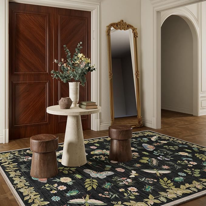 Machine Washable Rugs for Living Room: 6x9 Area Rugs Stain Resistant Non Slip Low Pile Lightweight Soft Carpets Rug for Bedroom Kitchen Dining Room Nursery Kids Room Farmhouse Home Office Indoor