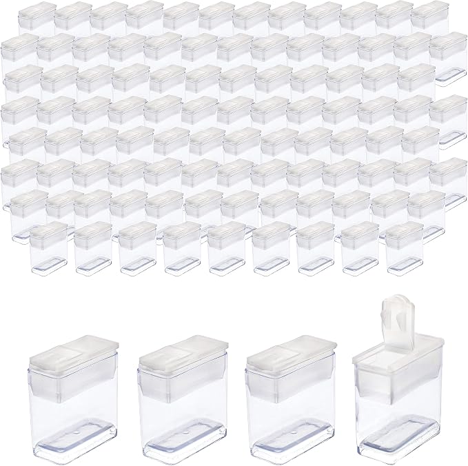 The Beadsmith Clear Plastic Boxes - Rectangle with a Flip Top Cap - 7/16” x 1” x 1” - Use for Beads, Bath Salts, Wedding & Party Favors, Home or Office Storage - Bag of 100