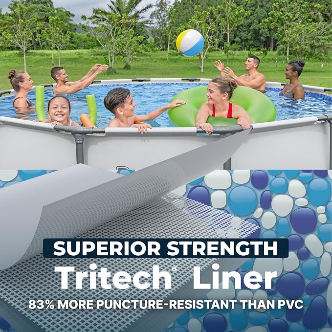 Bestway Steel Pro MAX 14' x 48" Above Ground Pool, Round Metal Frame Outdoor Swimming Pool Set with Filter Pump, Ladder, and Cover, Gray