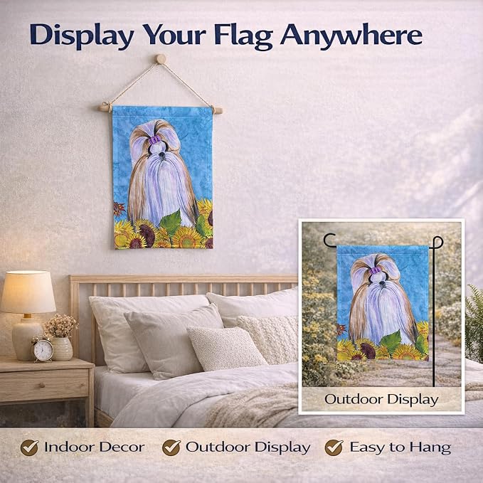 Caroline's Treasures SS4234GF Shih Tzu in Summer Flowers Garden Flag Mailbox Flag Decorative Yard Flag Banner Outside Patio Artwork Yard Flower Beds, Garden Size, Multicolor