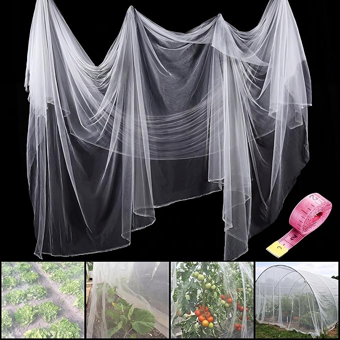 Zonon 10 x 33ft Mosquito Netting Garden Insect Bug Mesh Netting Garden Patio Mesh Screen Net Fly Insect Bug Bird Net Barrier for Patio Balcony Porch Gazebo Vegetables Fruits Plant Protection(White)
