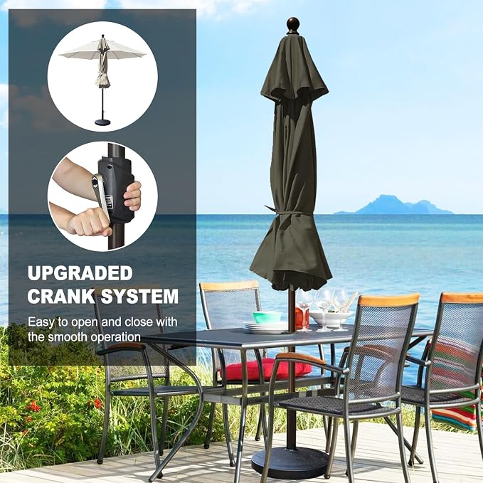 Eurmax USA 10-Year-Non-Fading 10FT Outdoor Patio Market Umbrella,UPF50+ UV Resistant Sun Shade,Heavy Duty Commercial Grade,Crank Lift&Tilt,Windproof Vented Top for Garden,Pool,Deck,Charcoal