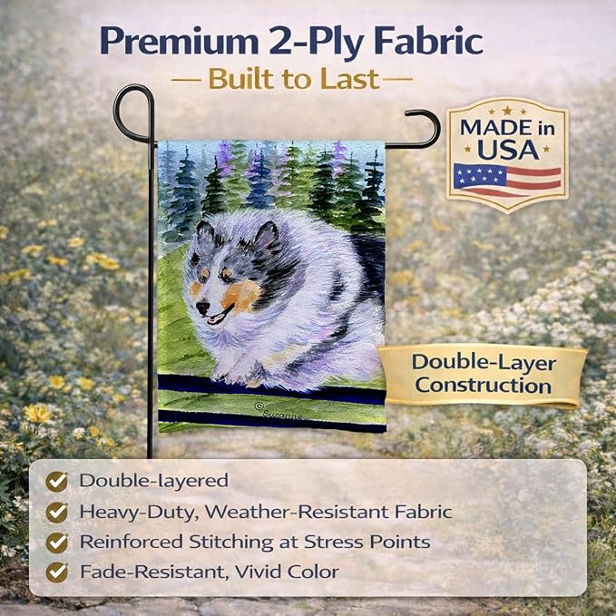 Caroline's Treasures SS8305GF Sheltie Garden Flag Mailbox Flag Decorative Yard Flag Banner Outside Patio Artwork Yard Flower Beds, Garden Size, Multicolor