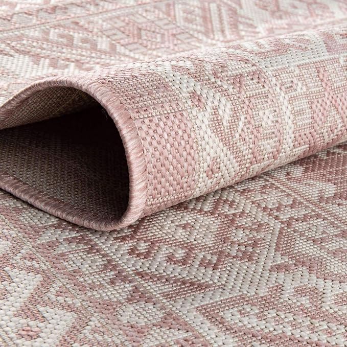 Unique Loom Outdoor Aztec Collection Area Rug - Chalca (3' 3" x 5' 3" Rectangle, Pink/ Ivory)