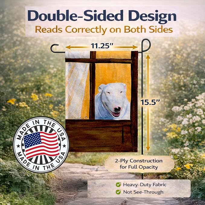 Caroline's Treasures SS8542GF Bull Terrier Garden Flag Mailbox Flag Decorative Yard Flag Banner Outside Patio Artwork Yard Flower Beds, Garden Size, Multicolor