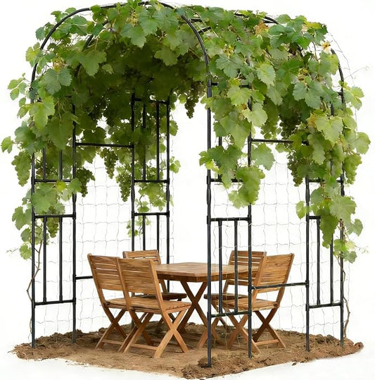 DoCred Garden Arch Trellis, 87in H x 59in L Large Garden Trellises Outdoor Metal Plant Support Trellis Archway Arbor Tunnel for Vegetables Plant Cucumber Trellis Decoration, Black