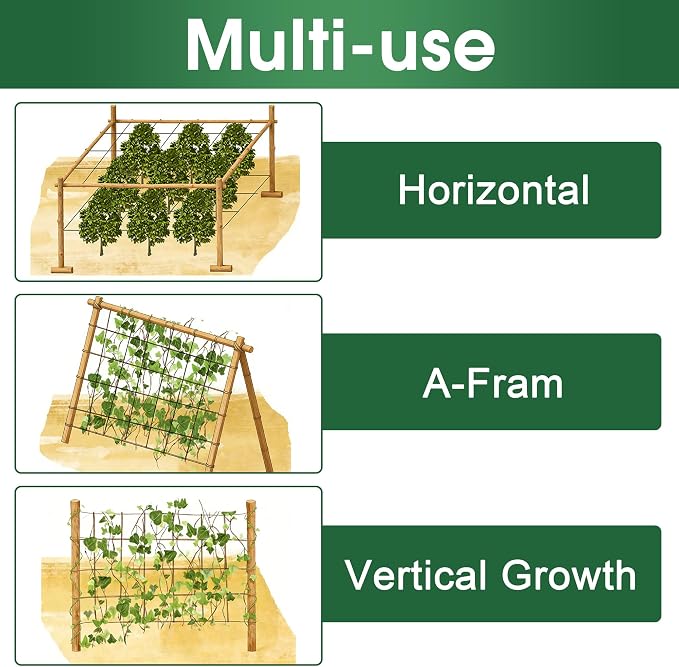 Nylon Trellis Netting Roll 5 x 360 ft, Oltara Heavy Duty Garden Netting with 6 Inch Soft Mesh, Plant Support Mesh for Climbing Plants, Vegetables, Fruits, Cucumbers, Peas, Tomatoes