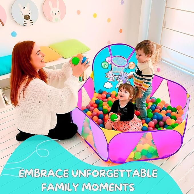 Ball Pit for Toddlers | Kids Ball Pit | Ball Pool for Babies | Piscina de Pelotas para Bebes | Playpen with Basketball Hoop and Zipper Storage Bag, 4 Ft/120CM F : Balls NOT Included