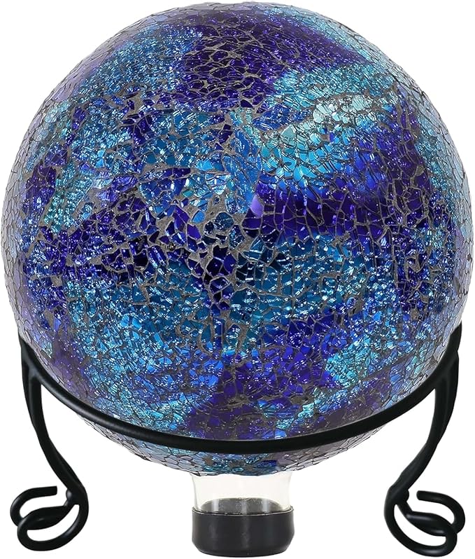 2 Pack Metal Gazing Ball Stand for 10 or 12 Inch Outdoor Garden Gazing Globes,Metal Display Stand for Plant or Flowerpot Holder,Birdbath Bowl Stand 6 Inch Tall,Black