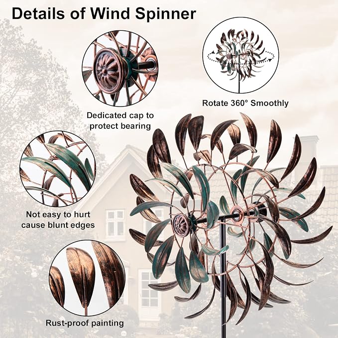 Stargarden Wind Spinners Outdoor, Metal Large Wind Sculptures | 360 Degrees Kinetic Wind Sculptures& Spinners Yard Art Outdoor Garden Decor