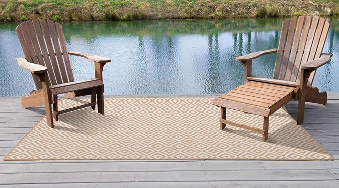 Unique Loom Outdoor Collection Area Rug - Costa Rica (2' 2" x 3' 1" Rectangle, Beige/ Cream)