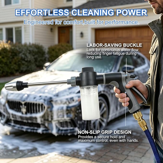 Aquoxis Pressure Washer Gun, High Pressure Hose Nozzle, 3 Spray Modes Handheld Pressure Washer Nozzle for 3/4" Garden Hose, Watering Sprayer for Cleaning Yard Patio Car Pets