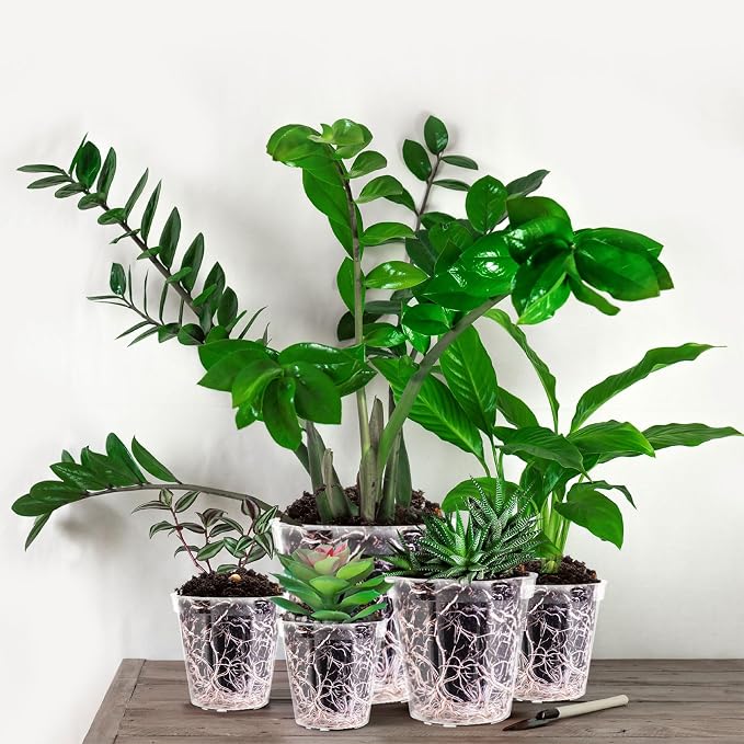Vesici 24 Pcs 4/5/6/7/8/9 Inch Large Thickened Clear Nursery Pots Variety Pack Plant Pots with Drainage Holes Planters for Indoor Plants Flexible Transparent Plastic Plant Bottle Succulents