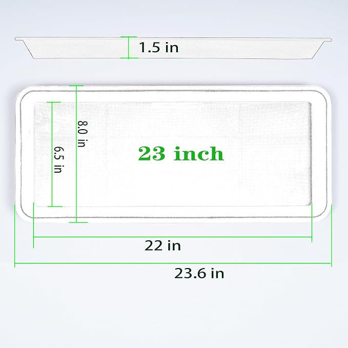VUWEZ 2 Pack Plastic Plant Saucer, Rectangular 24 inch, Indoors Outdoor Plant Water Drip Tray for Flower Pot Planter, Windowsill Tray (8 X 24'', Blue)