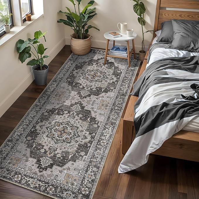 Tangsoo Vintage 2x5 Washable Runner Rugs for Hallways, Non Slip Rug Runner | Oriental Soft Low Pile Rug Runner,Farmhouse Print Carpet Runners for Entryway Kitchen Bedroom Bathroom Living Room Home Decor