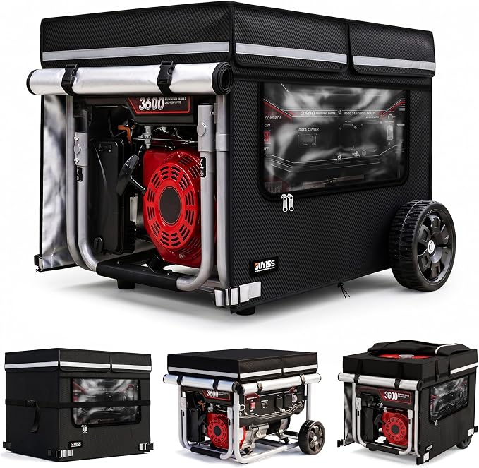 Generator Covers While Running. 32x24x24 Inch Generator Cover, 900D+210D Heavy Duty Waterproof, PVC Transparent Visual Operation Window, Top Can Be Opened for Refueling. Black