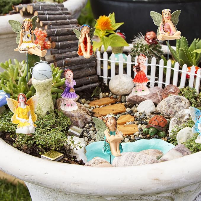 Queekay 16 Pieces Fairies Accessories Miniature Fairies Decor Fairy Figurine for Outdoor Garden Yard Home Decoration