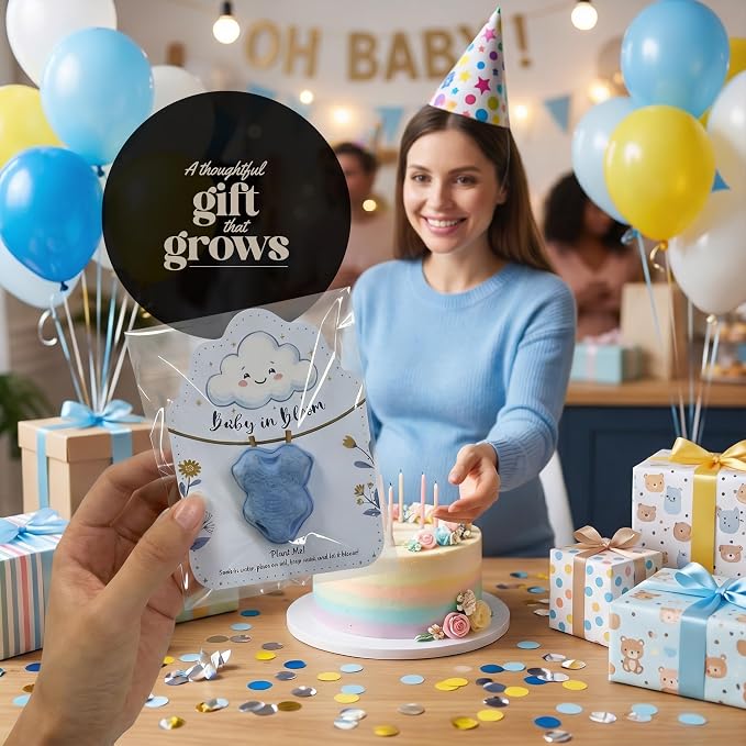 3D Onesie Seed Paper Gift Set – 24 Blue Plantable Baby Boy Onesie Shapes with Wildflower Seeds, Includes Cards & Double-Sided Tape for Baby Shower, Christening, Birthday & Special Occasions