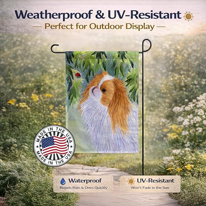 Caroline's Treasures SS8260GF Japanese Chin Garden Flag Mailbox Flag Decorative Yard Flag Banner Outside Patio Artwork Yard Flower Beds, Garden Size, Multicolor