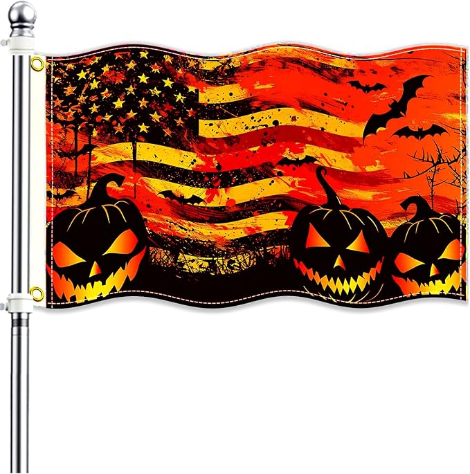 Halloween Garden Flag Trick or Treat - 5 x 3 Ft Double Sided 2 Brass Grommets, Pumpkin Lantern Bat Holiday Colorful Halloween Yard Flag Outdoor Decorative Flag