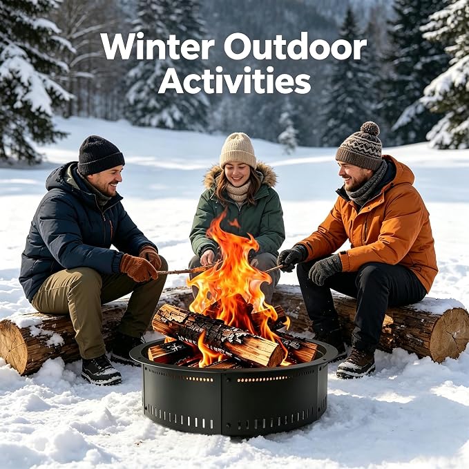 Fire Pit Ring, Smokeless Firepit Ring Insert Liner, Heavy Duty Anti-Rust Metal Fire Ring for Outdoor Patio Backyard Camping, Above or In-Ground DIY Fire Pits (36 in)