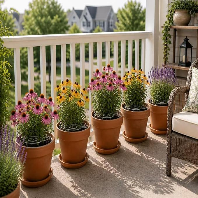 Spiral Metal Plant Support Ring, Heavy Duty Peony Cage, Rustproof Garden Support for Flowers, with 196in Velcro Plant Ties 2pc
