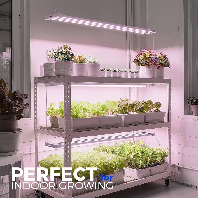 Barrina TX-L84 4FT Grow Light, 168W (2 x 84W), 4 LED Panels Wider Coverage, Full Spectrum, High PPFD, Linkable, Hanging Fixture, Plant Stand with Grow Light for Indoor, Seeding, Vegetable, 2 Packs