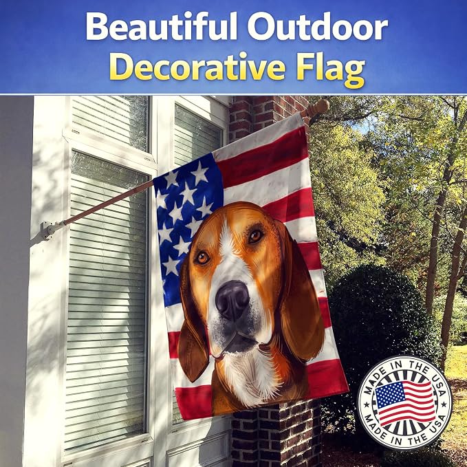 Caroline's Treasures CK6556CHF Hamiltonstovare Dog American Flag House Flag Large Porch Sleeve Pole Decorative Outside Yard Banner Artwork Wall Hanging, Polyester, House Size, Multicolor