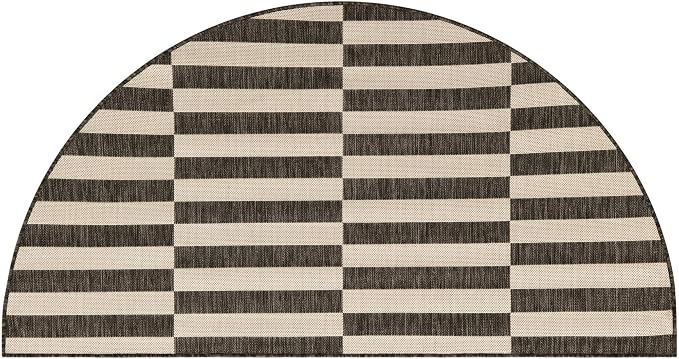 Unique Loom Outdoor Striped Collection Area Rug - Striped (3' 1" x 6' 1" Hearth Charcoal/Ivory)