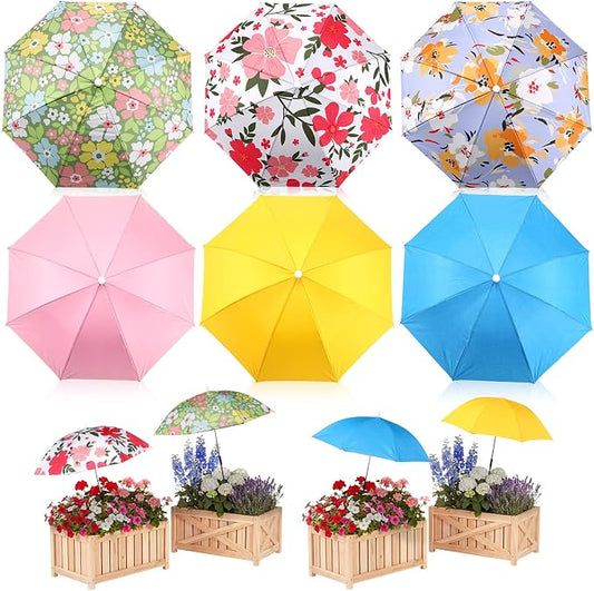 6 Pcs Flower Plant Umbrellas for Outdoor Plants 23.6" Wide Adjustable Height Floral Umbrella Shade Canopy Cover for Summer Garden Potted Plants Flower Beds UV Block & Heat Protection