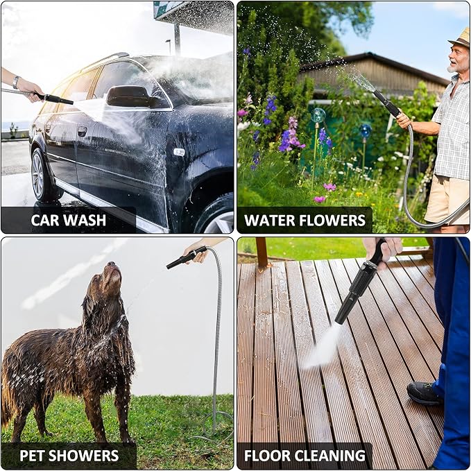 75ft Garden Hose Made by Metal with Super Tough and Soft Water Hose, Household Stainless Steel Hose, Mighty Garden Hose with Adjustable Nozzle, No Kinks and Tangles, Easy to Store with Storage Strap
