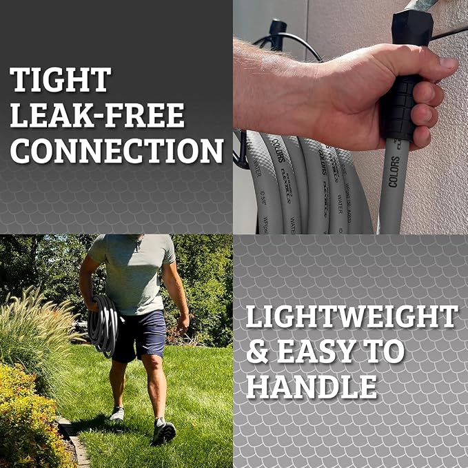 Flexzilla Colors SwivelGrip Garden Hose 5/8 in. x 50 ft., Lightweight All-Weather Water Hose, Durable and Flexible, Leak-Free Connections, Slate Grey