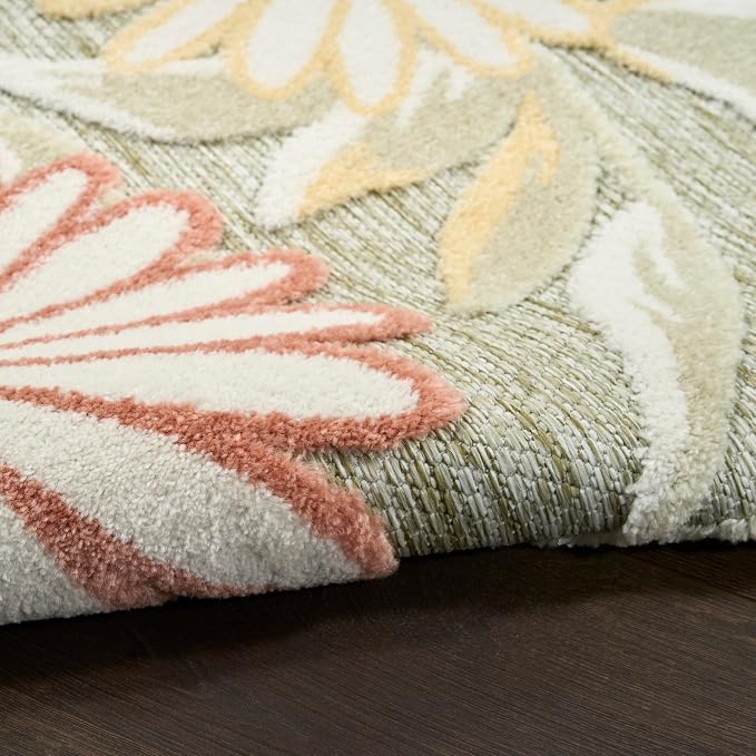 Nourison Home Aloha Sage Rose 5'3" x 7'5" Area Rug - Easy Clean, Non Shedding, Bed Room, Living Room, Dining Room, Kitchen (5' x 8')