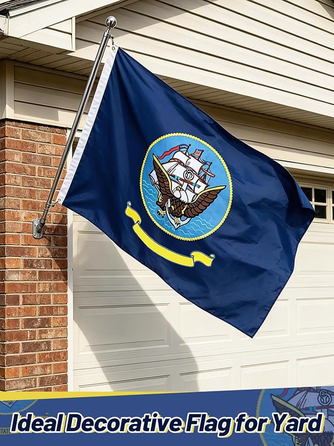 Double-Sided Embroidered Flags for Outside 3x5-210D Oxford Fabric Weatherproof Military Flags with 2 Brass Grommets for Garden Patio Decor, Gift for Veteran & Service Member (Dark Blue)