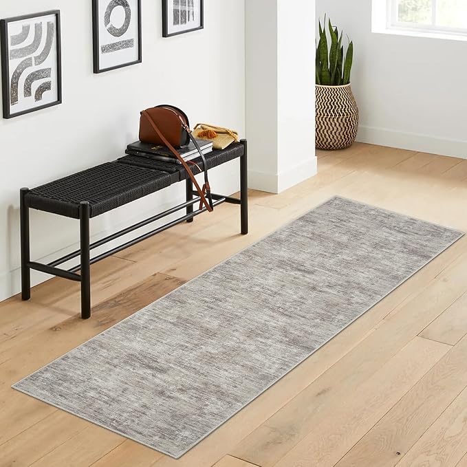 Garvee 2x6 Kitchen Runner Rugs Non Skid Washable Modern Solid Rug, Camel | Neutral Minimalist Non Shedding Low Pile Stain Resistant Foldable Rug for Hallway Bedroom Laundry Room Bathroom