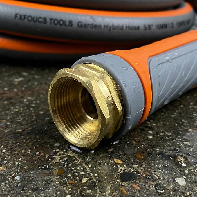 PremiumPro 75FT 5/8" Heavy Duty Reinforced Garden Hose, Large Flow,600 PSI Burst Pressure, Four Layer Hybrid Polymer Anti Kink with 360 Swivel Brass Connectors and handle for yard,washing & irrigation