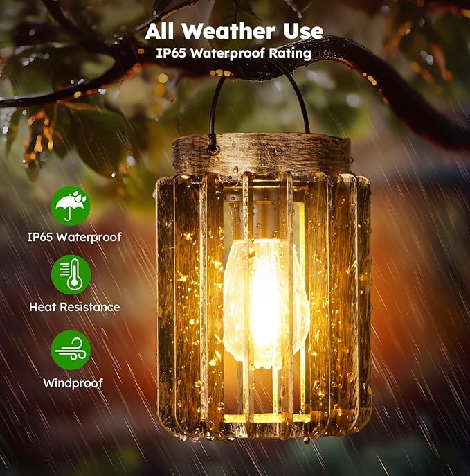 Ahaorigin Solar Lanterns Outdoor Waterproof, Brighter Up to 12 Hrs Outdoor Hanging Solar Lights, Outside Hanging Lanterns for Garden Porch Patio Yard Decor, Gifts for Women Mom Father 2 Pack