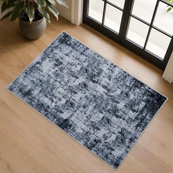 2x3 Area Rug Washable Abstract: Non Slip Throw Rugs for Entryway | Indoor Door Mat for Kitchen Soft Low Pile Thin Small Carpet for Hallway Bedroom Dining Room Home Office Decor