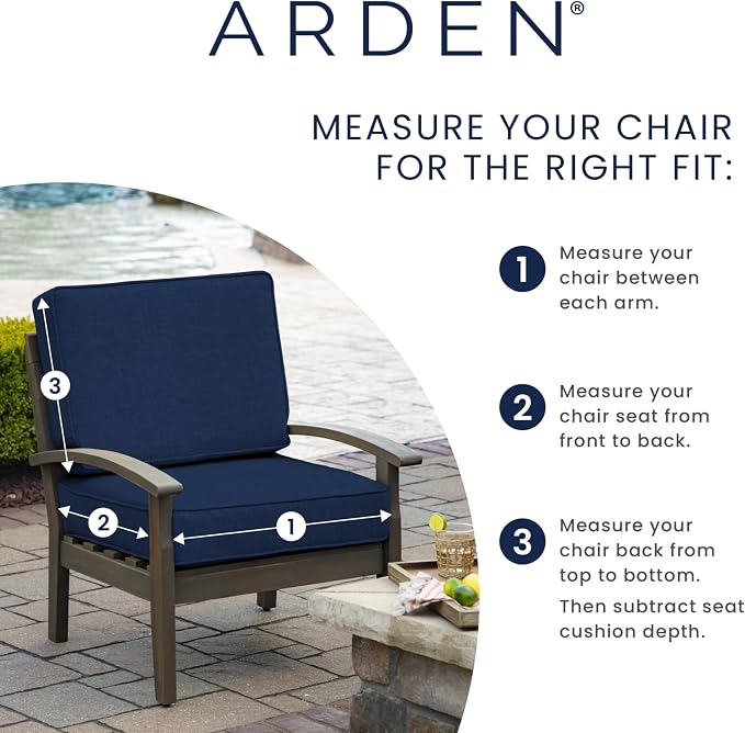 Arden 2-Pack Patio Dining Outdoor Chair Cushions, 20x44, Rain-Proof Seat Pad, Fade-Resistant Outdoor Cobalt Blue Texture
