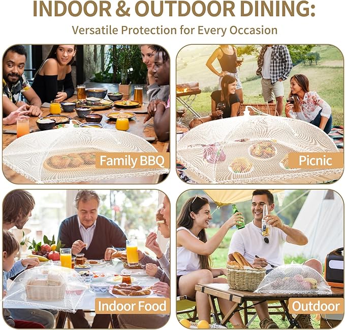 NEPAK 3 Large and Tall Food Covers, 17"x17" Food Tents Food Covers for Outdoors,Pop-up Mesh Food Covers Nets for Outside,Screen Tents,Parties Picnics, BBQ,Reusable and Collapsible