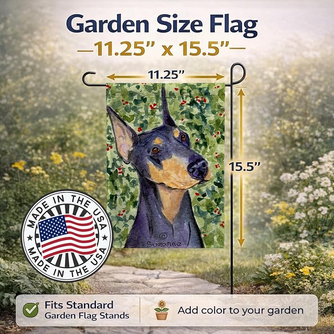 Caroline's Treasures SS8812GF Doberman Garden Flag Mailbox Flag Decorative Yard Flag Banner Outside Patio Artwork Yard Flower Beds, Garden Size, Multicolor