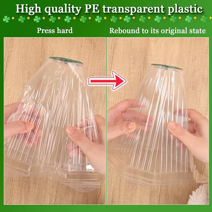VICAMB 40 Pack Garden Cloches for Plants with 80PCS Ground Stakes,Clear Reusable Bell Covers with Rotatable Vent for Plant Protection,Garden Protector from Animals Birds Chicken,7.9" H X 6.7" D