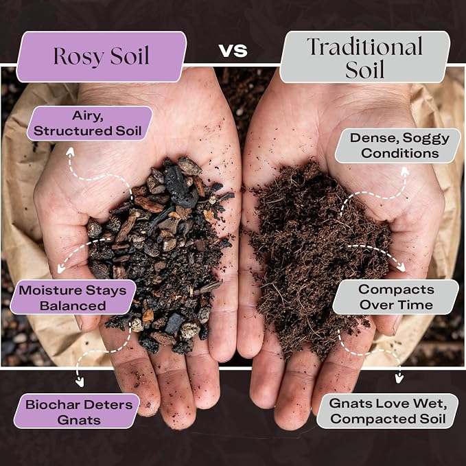 Rosy Soil Orchid Potting Mix, 4 Quarts | Peat-Free Orchid Soil for Repotting, Phalaenopsis, Cattleya, Dendrobium, Biochar & Mycorrhizae Blend for Indoor Gardening