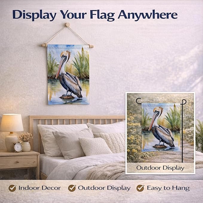 Caroline's Treasures Louisiana Brown Pelican Garden Flag Mailbox Flag Decorative Yard Flag Banner Outside Patio Artwork Yard Flower Beds, Garden Size, Multicolor
