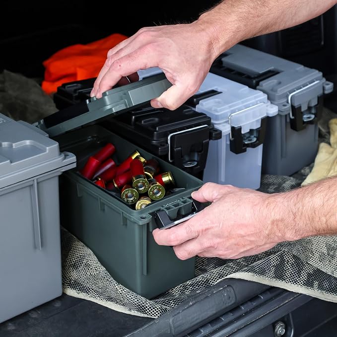 Sheffield Ammo Box Made in USA, Stackable Lockable Ammo Storage Box, Green | 2 Pack Lockable Storage Box, Water & Dust Resistant Dry Box, Secures Hunting Gear, Gun Accessories, Supplies, Bullets