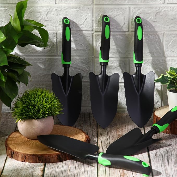 Yaocom 36 Pcs Garden Shovel Aluminum Alloy Heavy Duty Trowel Small Digging Shovels Metal Hand Trowel Spade with Soft Handle for Garden Lawn Yard Planting Tool (Large Shovel,Green)