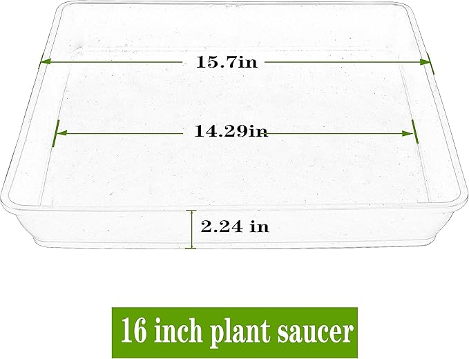 LWALRS Square Plant Saucer 16 Inch 4 Pack, Heavy Plastic Plant Saucer,Deep Heavy Duty Plant Pot Saucers, Planters for Indoors and Outdoors Plants, Garden Large Plant Trays for Pots.