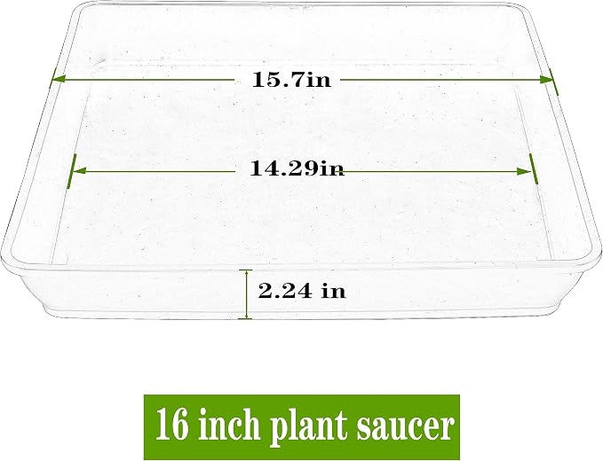 LWALRS 2 Pack Square Plant Saucer 16 Inch, Large Deep Plant Trays for Pots, Duty Plastic Plant Saucer, Heavy Duty Plant Pot Saucers, Planters for Indoors and Outdoors Plants.