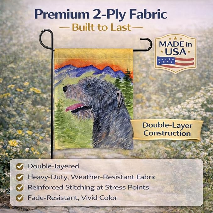 Caroline's Treasures SS8209GF Irish Wolfhound Garden Flag Mailbox Flag Decorative Yard Flag Banner Outside Patio Artwork Yard Flower Beds, Garden Size, Multicolor
