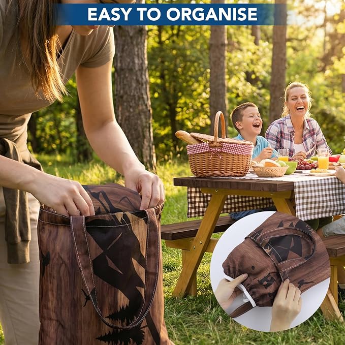 Dntorx Picnic Table Cover with Bench Covers, 72 in, Brown | Waterproof, Windproof, Elastic Edges Fitted, Rectangle Tables and Seats, RV Gear Campers